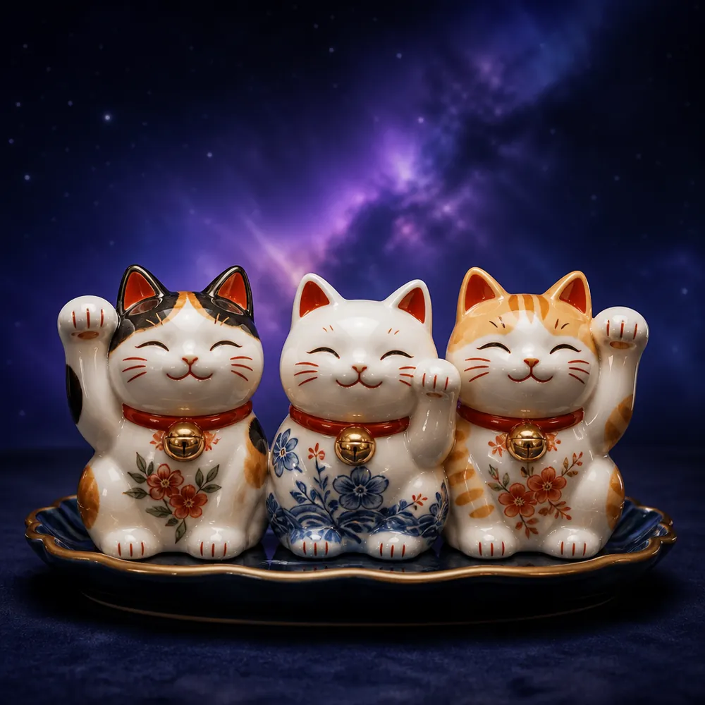 Miniature Lucky Cat Set
