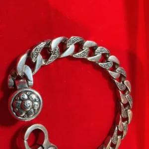 Engraved Silver Curb-Chain Bracelet