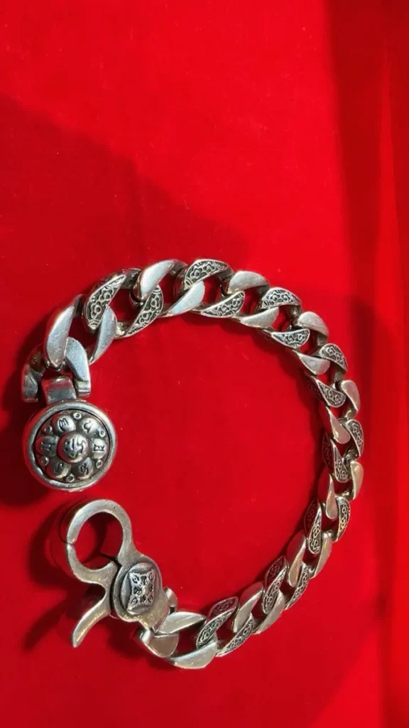 Engraved Silver Curb-Chain Bracelet